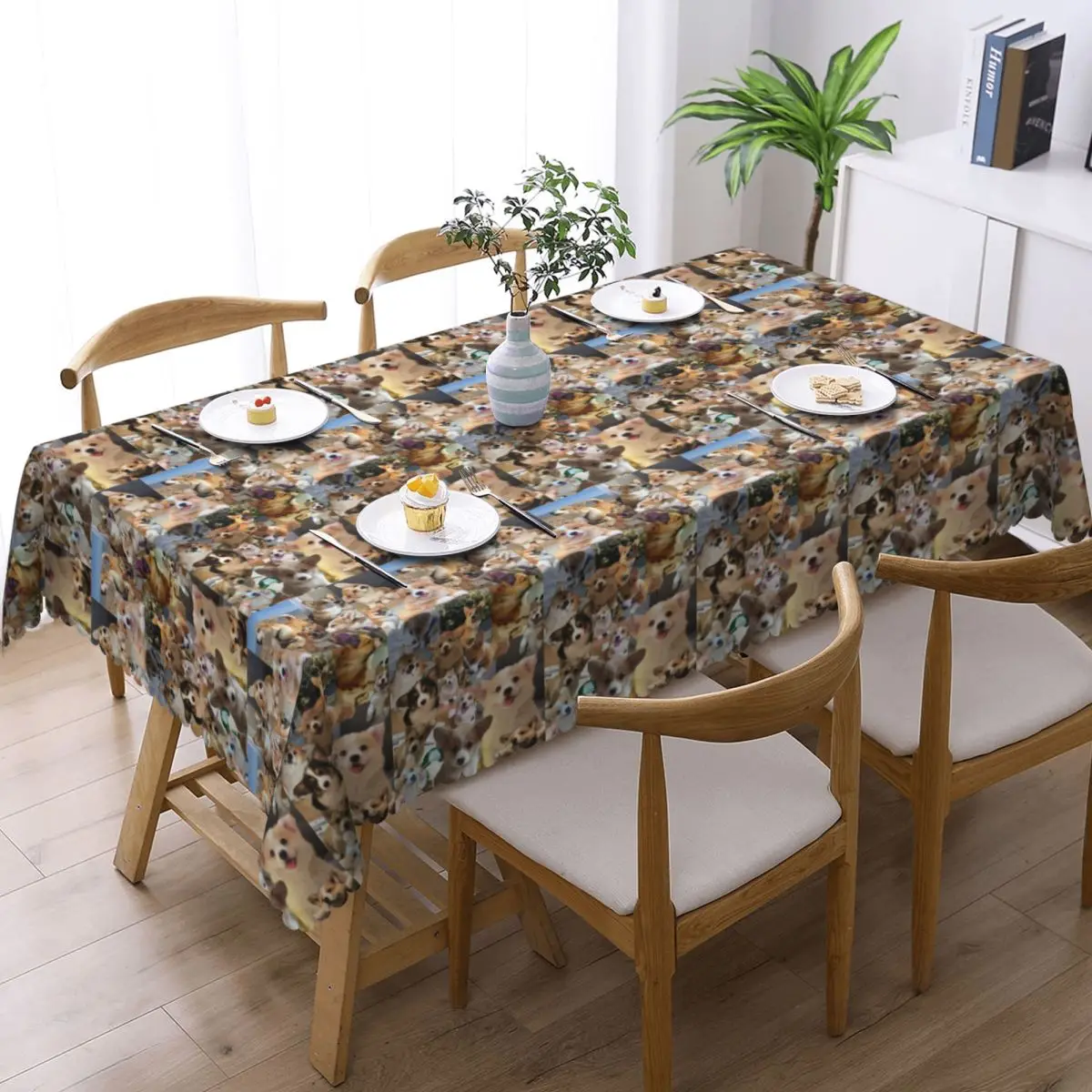 Large Cute Corgi Puppy Pembroke Welsh Corgi Dog Customized Rectangular Tablecloth Waterproof Table Cover for Party Table Cloth