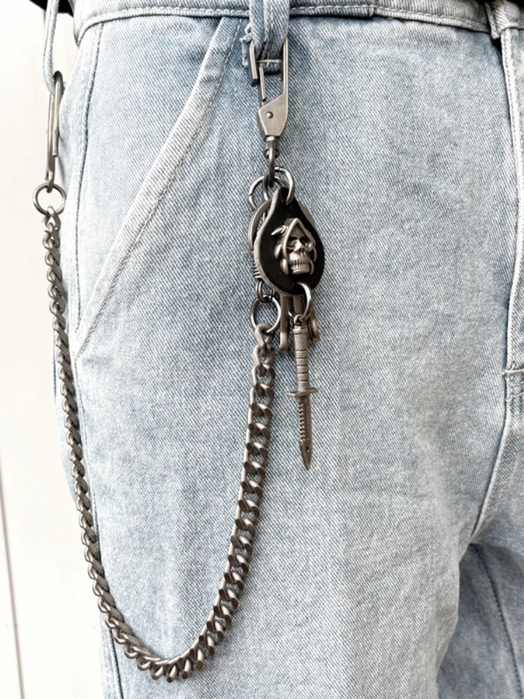 Hip Hop Punk Horns Skull Metal Casual Wild Pants Chain Wallet Chain Key Chain Men's Waist Chain