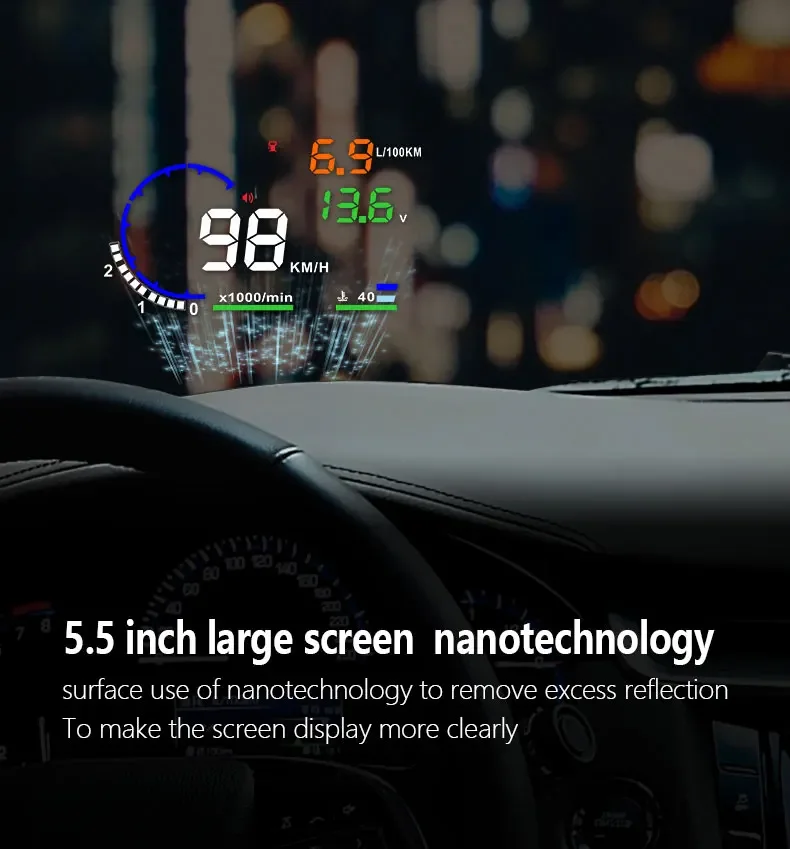 Auto Head-Up-Display RPM Tachometer A8 OBD HUD Head-up-Display Tachometer mit Geschwindigkeitswarnung Auto Elektronik Zubehör – Detail 19