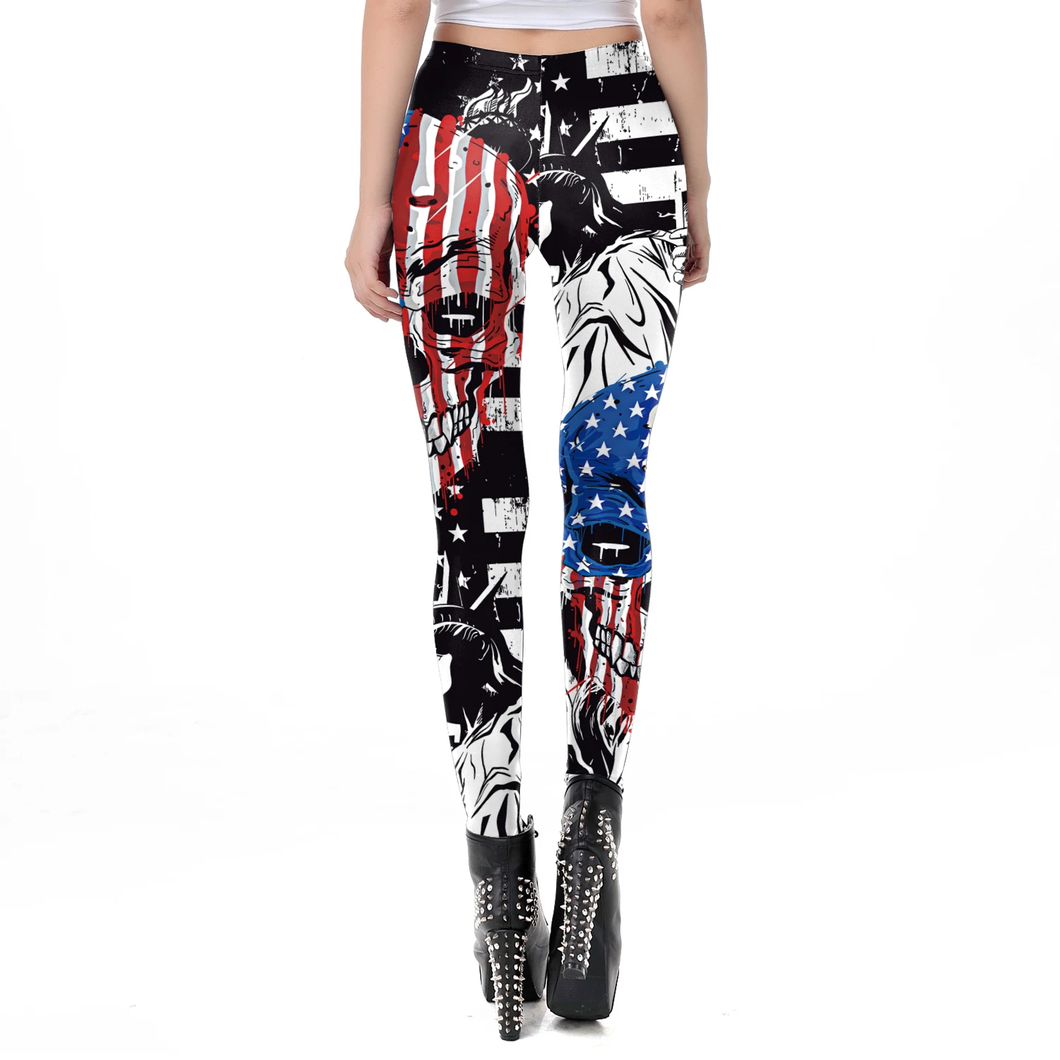 [You\'re My Secret] New Trend Women Legging High Waist Tights Sexy Pants Fitness Legins American Flag Skull 3D Print Legging