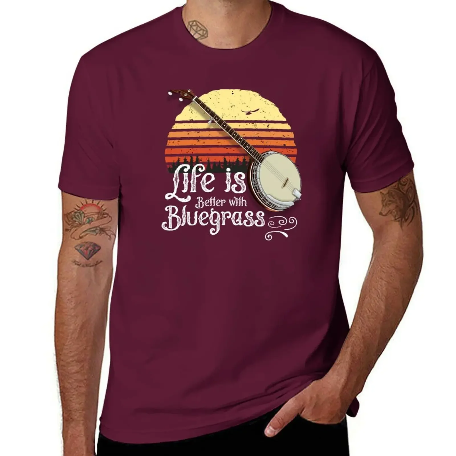 Plain T Shirts Men Bluegrass Life 5 String  Player T-Shirt for A Boy Graphic Oversized Clothing Harajuku Summer Funny Tops