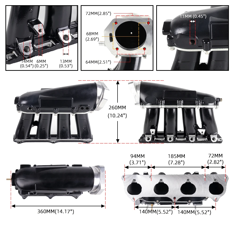 RASTP-Aluminum Alloy Ultra Street Series Engines Intake Manifold For Honda K20A/A2/A3 K24 RS-CR1849