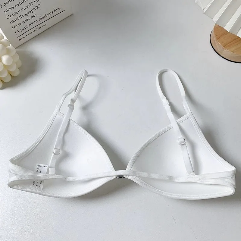 Dámská ultratenká francouzská podprsenka s předním knoflíkem, push-up podprsenka s ramínky, trojúhelníkový košíček, šetrná k pokožce pro malý hrudník BANERDANNI - náhled 4