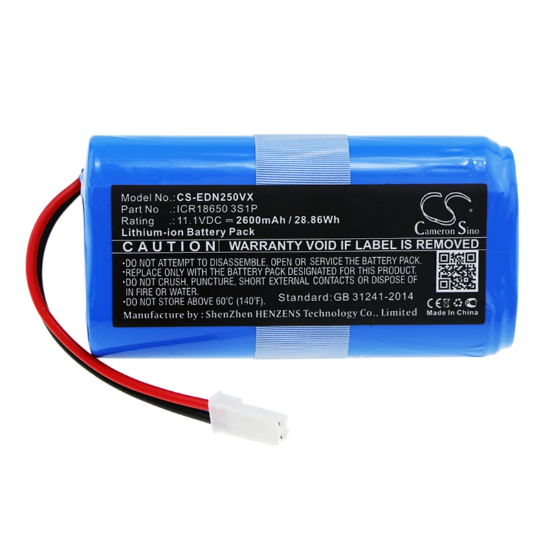 

Vacuum 2600mAh Li-ion 11.1V 28.86Wh Battery for Pure Clean PUCRC105 Ecovacs CEN250 for ICR18650 3S1P