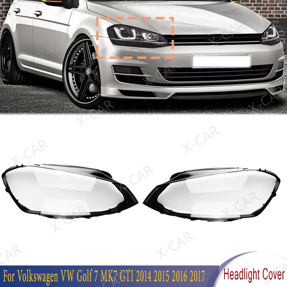 

Front Headlight Cover Headlamp Lamp Shell Mask Lampshade Lens Plexiglass For Volkswagen VW Golf 7 MK7 GTI 2014 2015 2016 2017