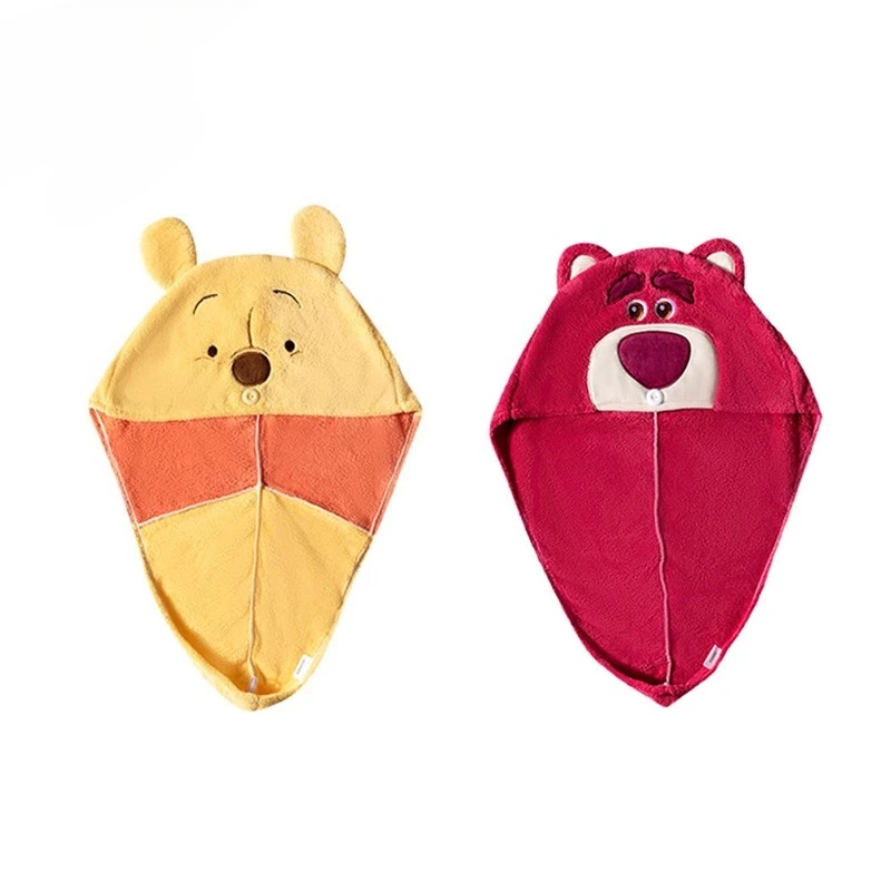 

Disney Strawberry Bear Dry Hair Cap Winnie the Pooh Wrap Bandana Absorbent Quick Drying Towel Cartoon Kids Toiletries