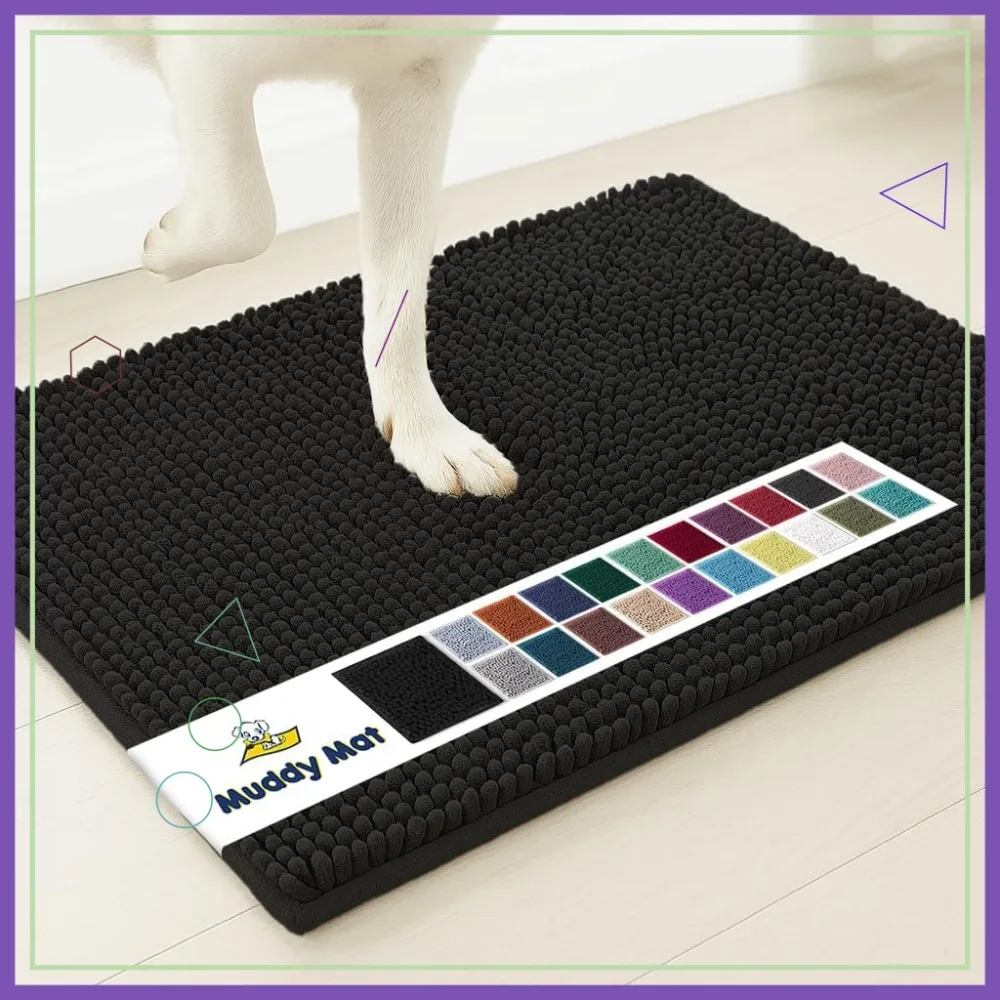 

Супервпитывающий быстросохнущий придверный коврик, нескользящий коврик для прихожей, моющийся в машинке коврик для домашних животных, черный, 30x19 дюймов
