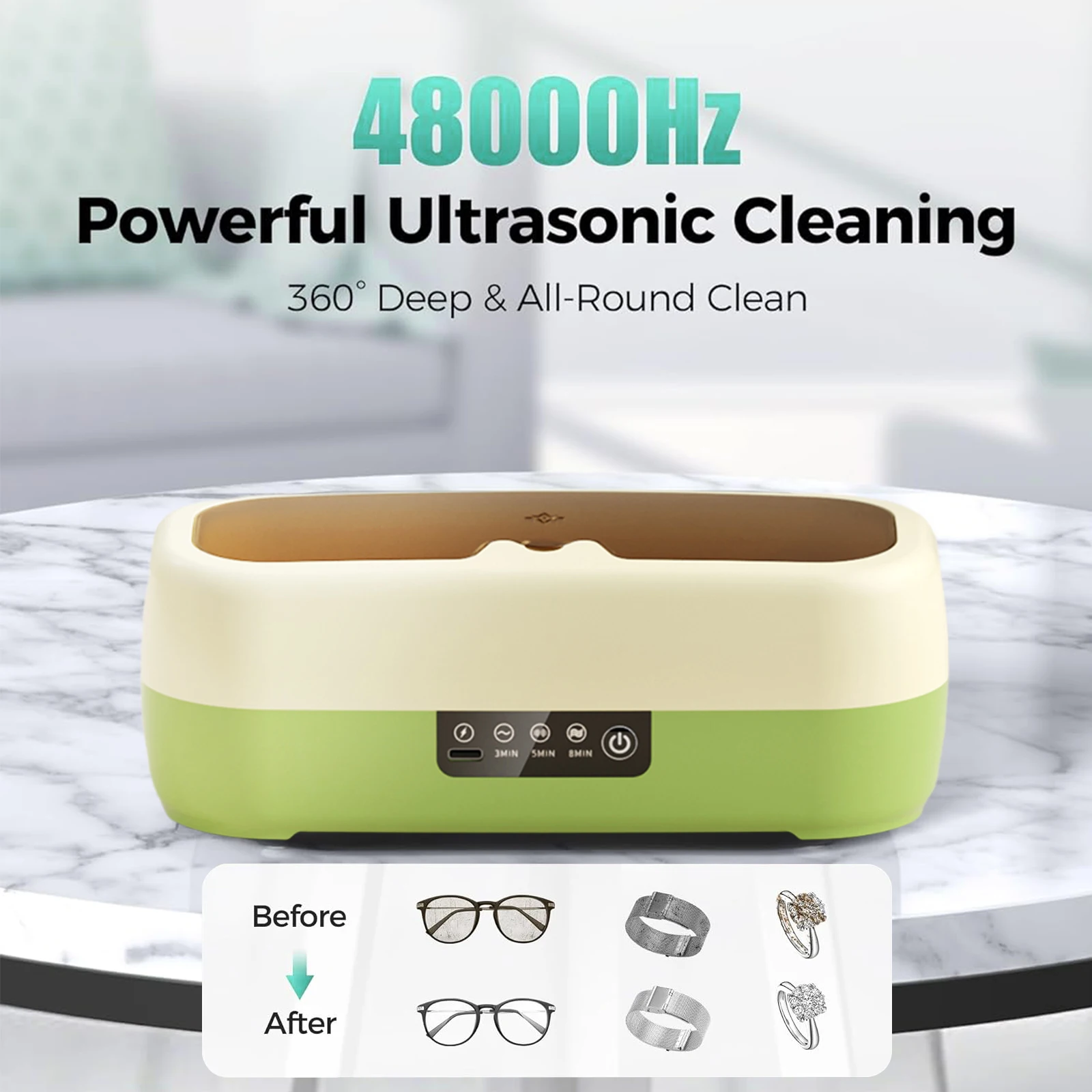 고주파 진동 클리너 스마트 타이밍 3가지 청소 모드 보석/젖꼭지/화장 도구/안경에 적합