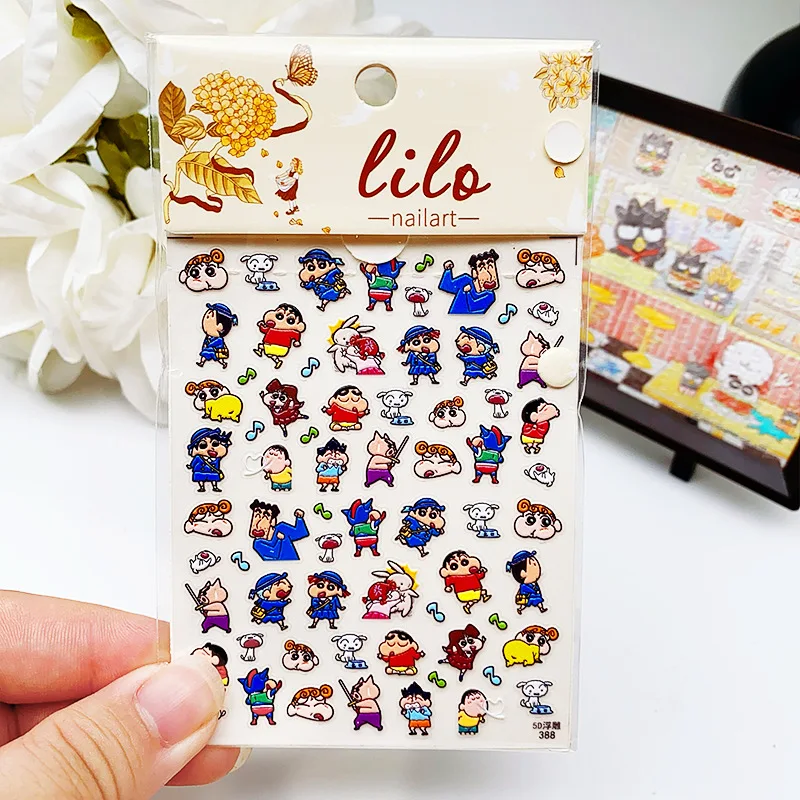 Anime Crayon Shin Chan Stickers 5D Kawaii Cartoon Ledger Materials Nail Water Cup Phone Camera Anything Decoration for Girls