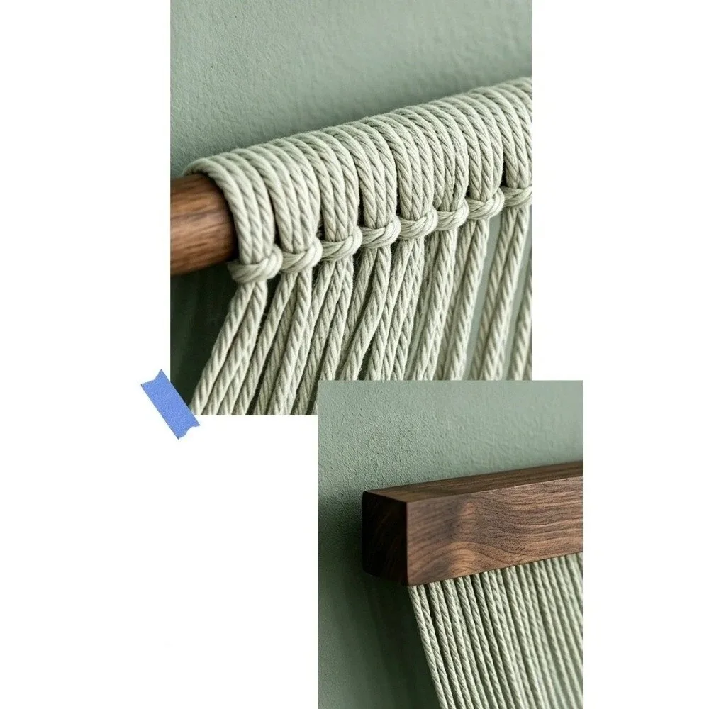 Hand-Woven Wall Hanging Tapestry Large Size Nordic Style Cotton Rope Tapestry Wall Art Bohemian Tapestry Living Room Decor