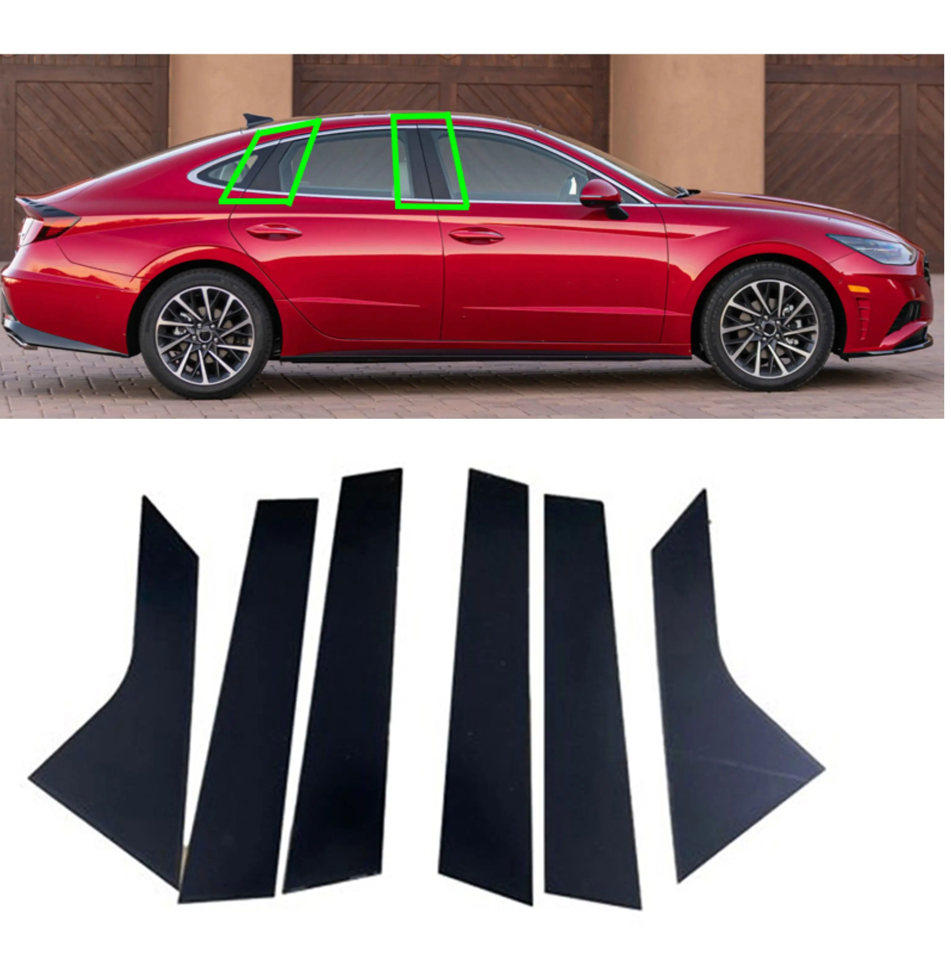 

6Pcs Gloss Black Pillar Posts Fit For Hyundai Sonata 2020 2021 2022 2023 Door Side Window Trim Cover Decoartion Sticker Set