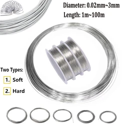 Filo di acciaio inossidabile da 5/10/50/100 metri diametro 0.02mm-3mm filo di acciaio inossidabile 304 singolo brillante utilizzato per la produzione di gioielli