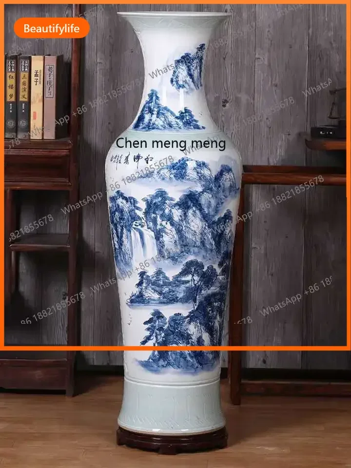 Jingdezhen ceramics 1 meter floor-to-ceiling home living room TV cabinet large vase hotel entrance ornament