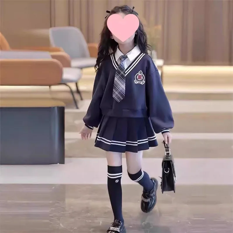 

TOY-New Style Girls' Spring and Autumn Outfit Fashionable and Chic College Style for ChildrenJKPleated Skirt Top and Short Skirt