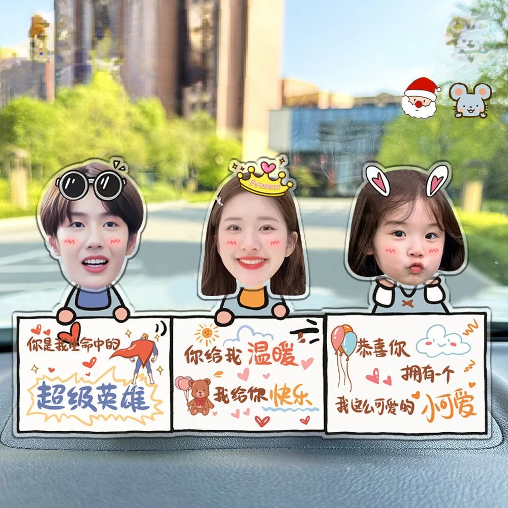 Picture Car Accessories Cute Cartoon Couples Shake Head Action Figurines Family Photo Custom Ornament Auto Interior Dashboard