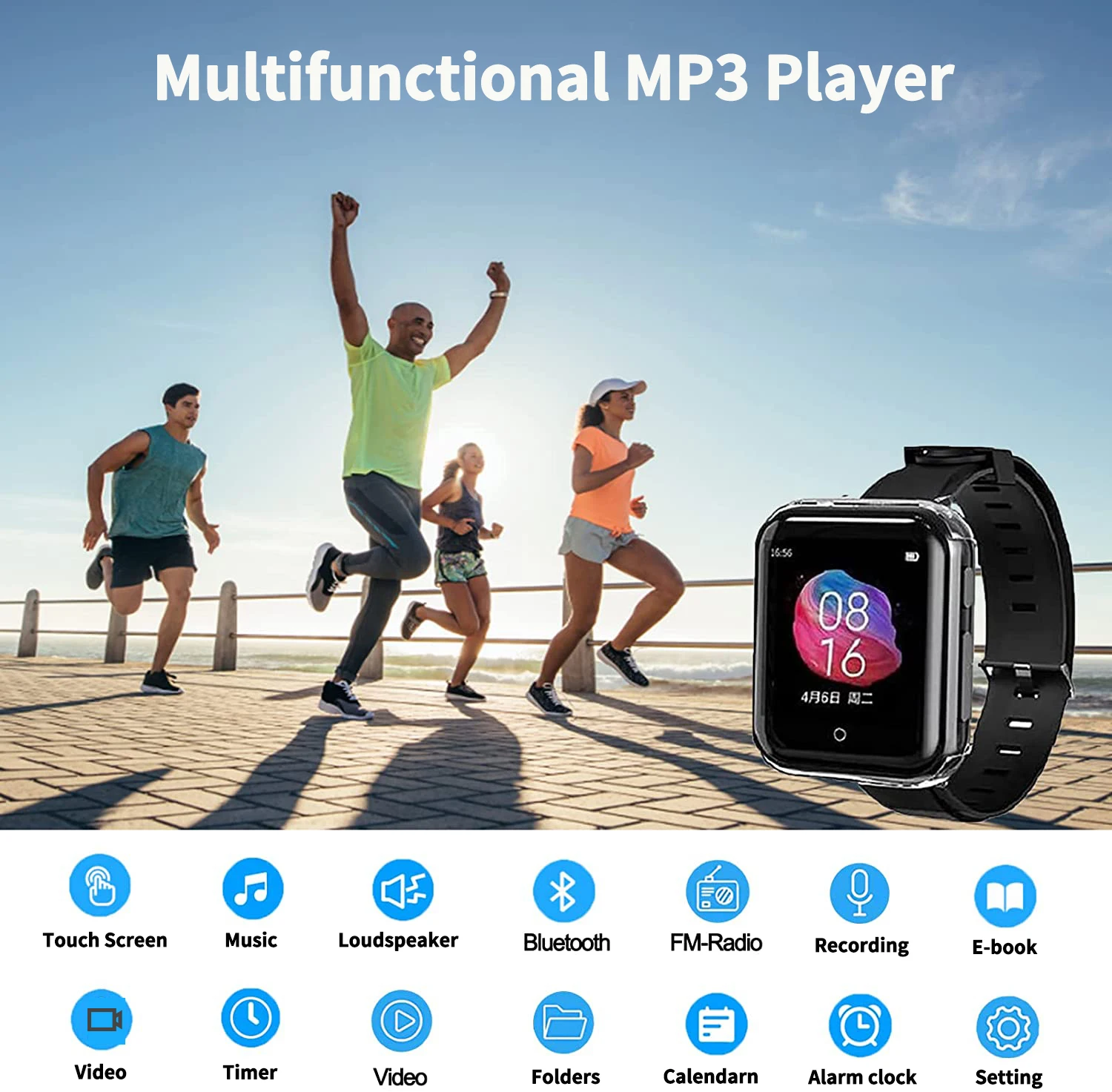 RUIZU M8 Bluetooth MP4 Player with Detachable Strap Touch Screen Mini MP4 Wrist Watch Support FM Radio,Recorder,E-Book,Video