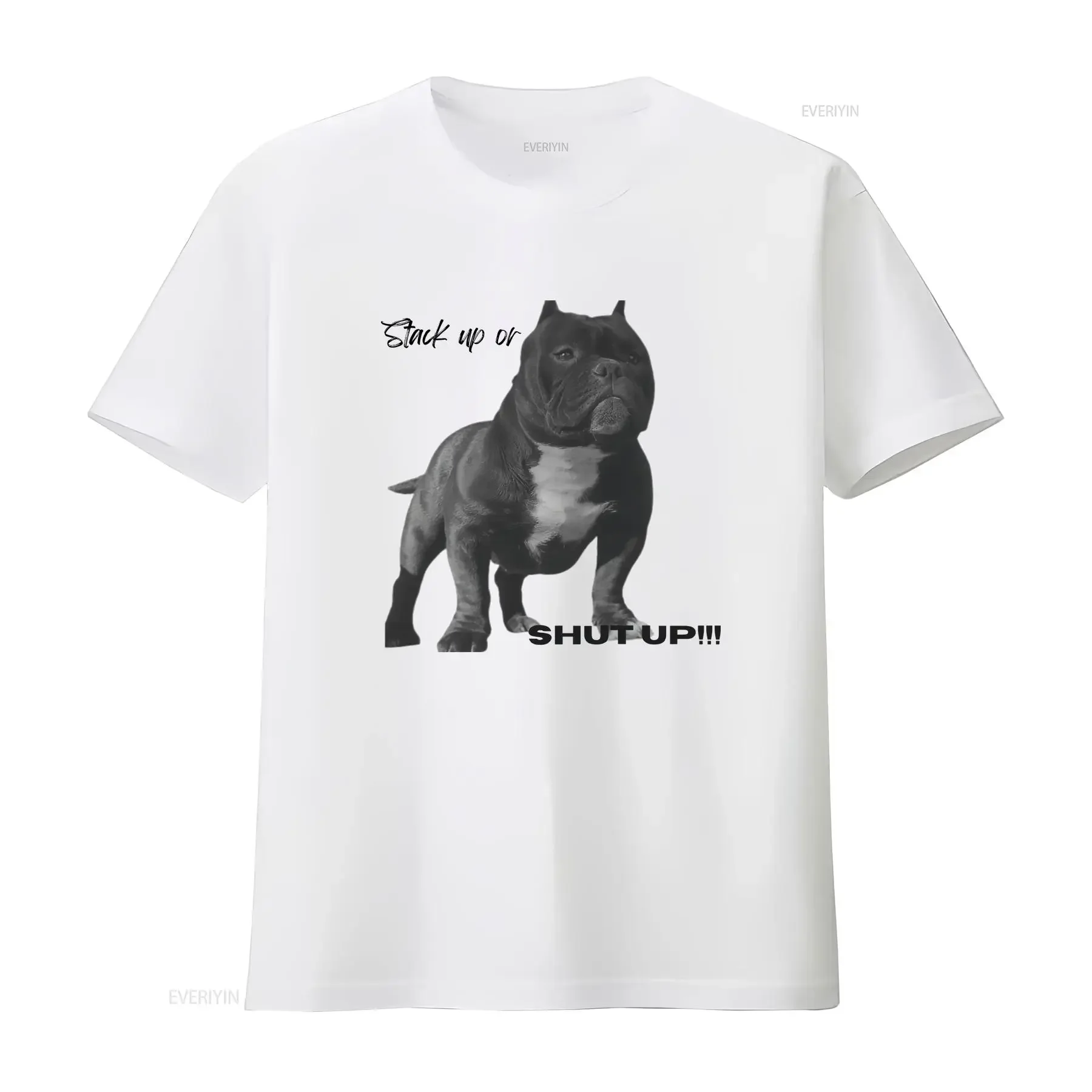 Stack Up OR SHUT American Bully T shirt Enthusiast Lovers Dog vintage Washed Stylish Breathable Slightly Versatile Stretched