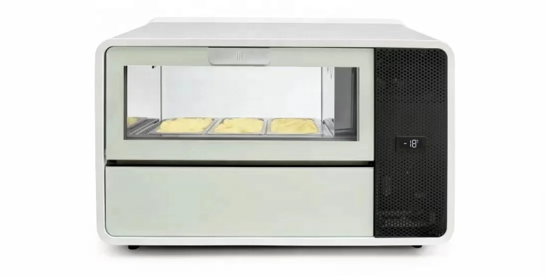 Commercial Desktop Ice Cream Display Case Single-Temperature Direct Cooling 220V Self-Freezing Refrigerator for Bar Use