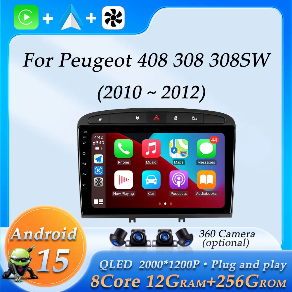 

Wireless CarPlay GPS Navi for Peugeot 408 308 308SW 2010 - 2012 Car Radio Video Audio Multimedia Player DSP Stereo BT Android 15
