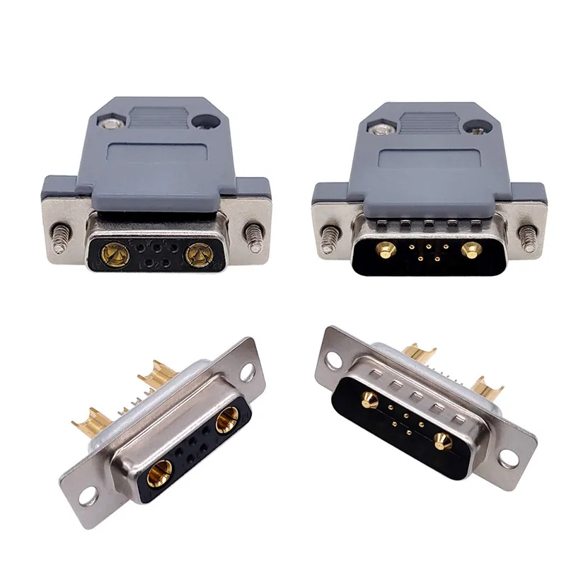 Image of 10 Stück Hochstrom-Steckverbinder D-SUB Adapter Vergoldet 7W2 Buchse Bearbeitete Stifte Vollvergoldet 20A 30A 40A für Elektronik