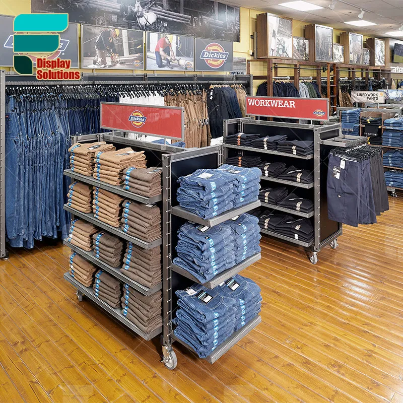 {customized}Custom Men'S Clothing Shop Interior Design Jeans Display Rack Clothing Store Display Stands