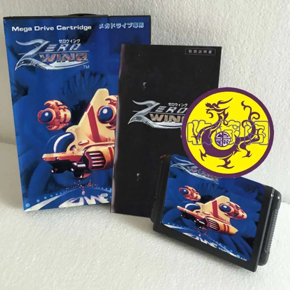 Zero Wing พร้อมกล่องและตลับคู่มือสําหรับการ์ดเกม Sega MD 16 บิต MegaDrive Genesis System
