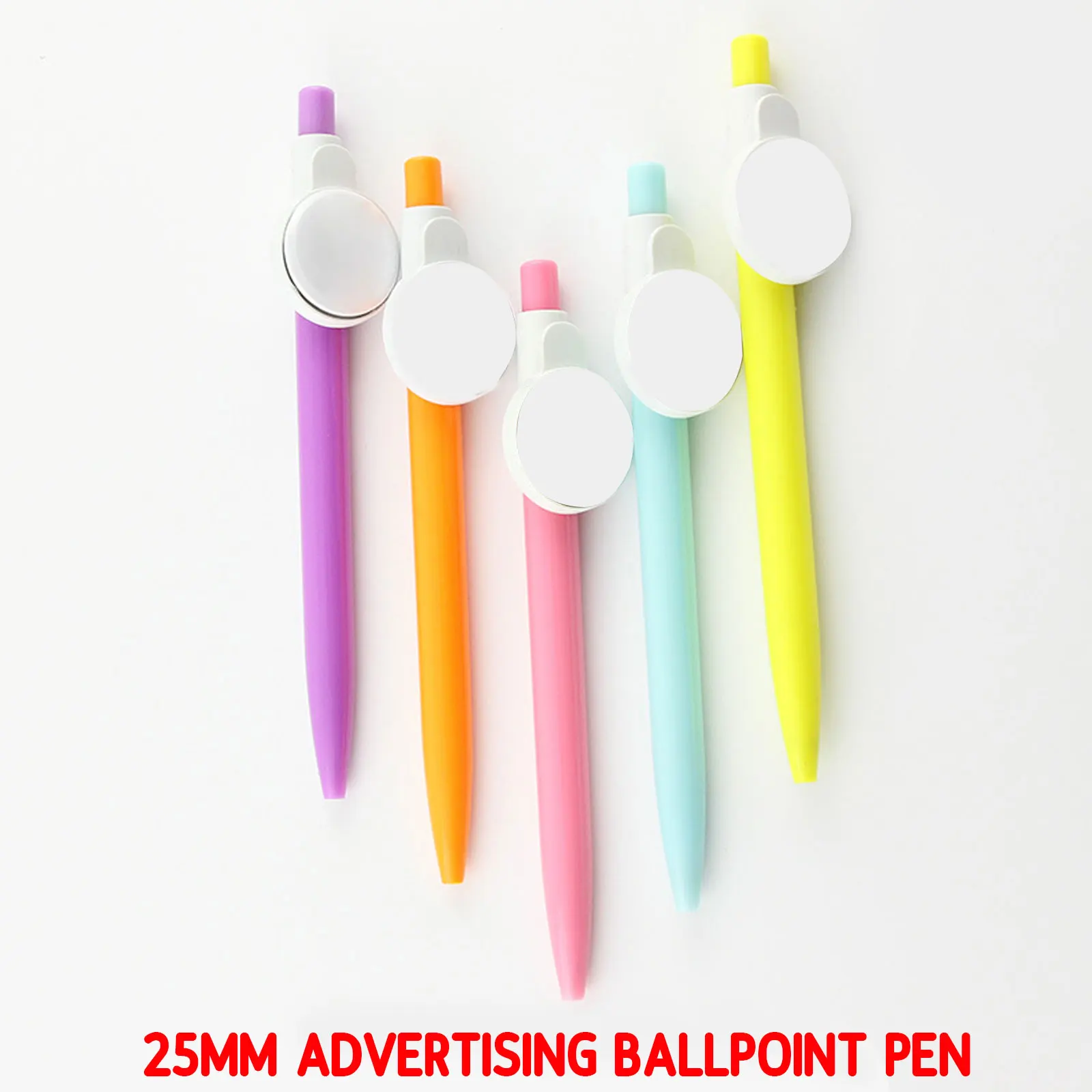 Sublimation Blank Ballpoint Press Pen For Business Gift Round Epoxy Badge Ballpoint Pen