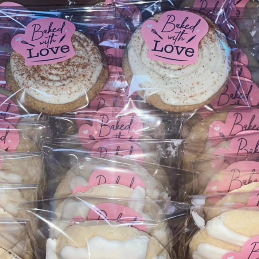 60pcs Baked With Love Sticker in Sheets 2inch Highly Recommended for Bakeries and Baked Products Handmade Gloves Die cut Design