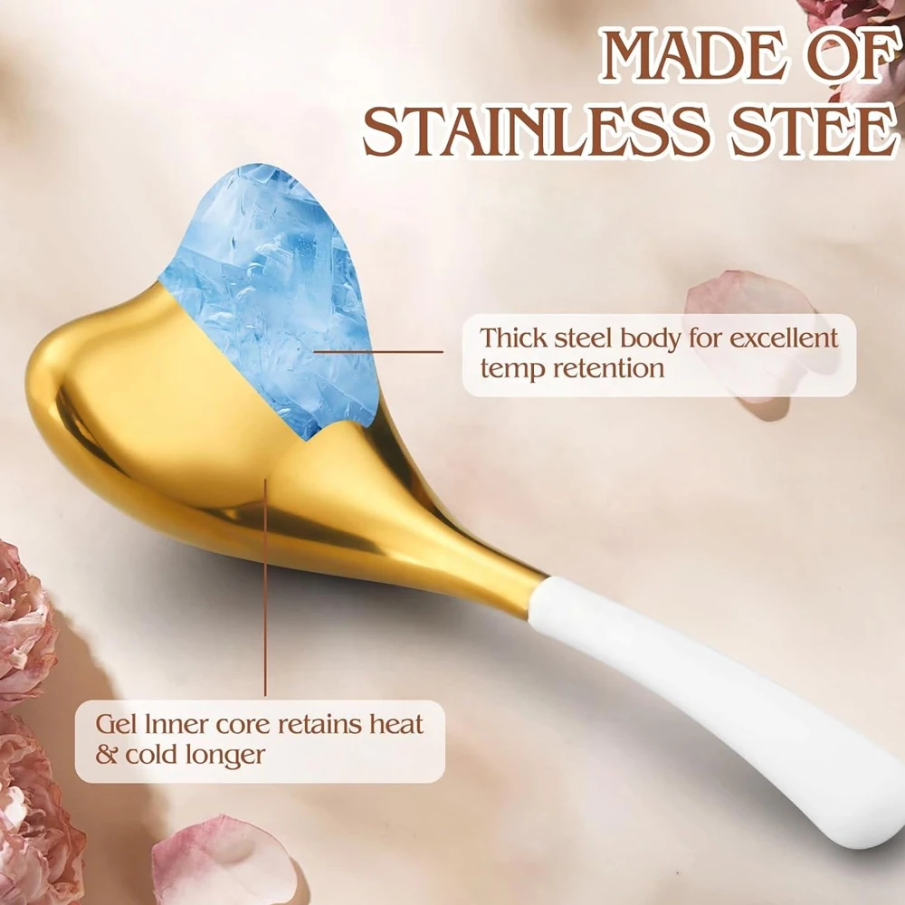 أدوات العناية ببشرة الوجه من آيس جلوبز للنساء، عيون الوجه، من الفولاذ المقاوم للصدأ، أدوات تدليك لتجميل الوجه، هدية عيد ميلاد