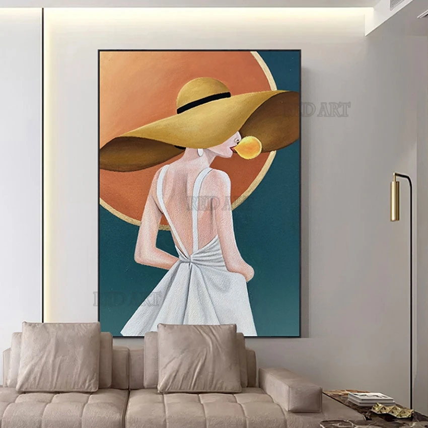 

Sexy Lady Canvas Wall Decor Picture, Handmade Figure Oil Painting Wall Decor Art, Modern Unframed Artwork For Hotel Showing