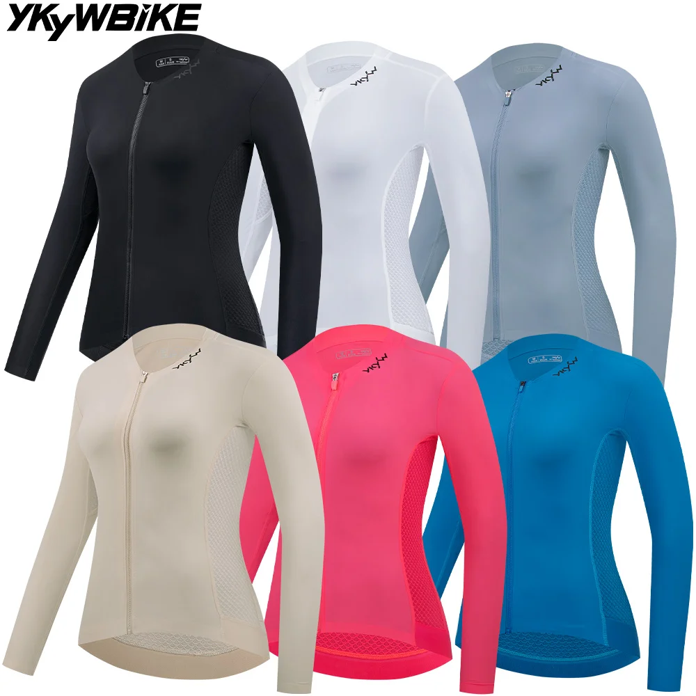 

YKYWBIKE Women's Cycling Jersey Long Sleeve UPF 50+ Sun protection Bicycle Clothing Non Slip MTB Top Breathable Road Bike Shirt