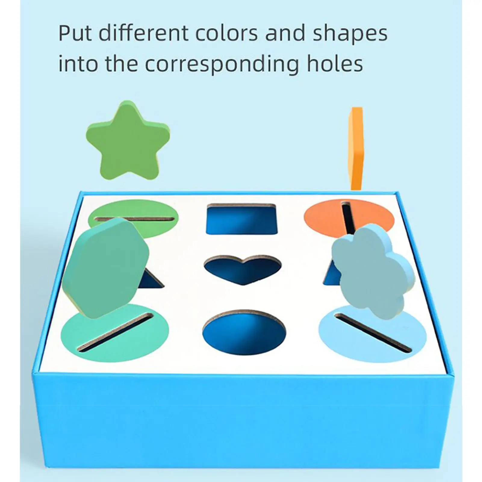 Shape Sorter Toy 9-Slot Wooden Sorter Box For Color & Shape Interactive Early Educational Learning Toy For Preschool Home