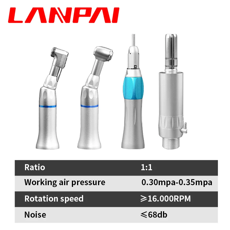 Lanpai Dental Low Speed Handpiece 1:1 Straight External Water Spray Air Motor dental turbine Contra Angle Dentistry equipment