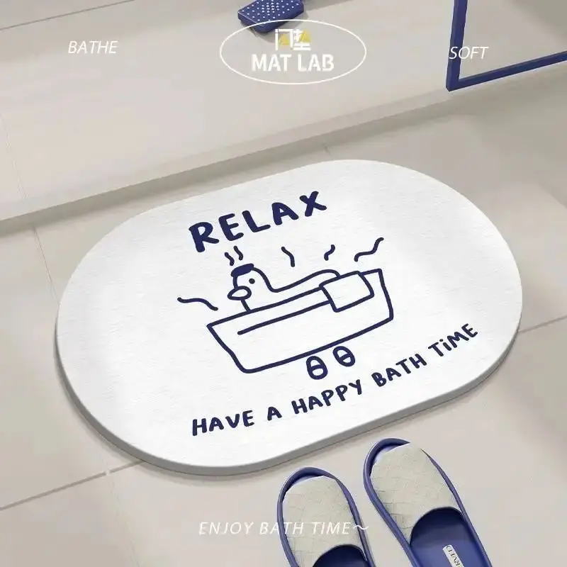 VIKAMA Cute Duck Diatomite Mat, Non-slip Washable Dirt Repellent Floor Mat for Door Kitchen Bedroom Summer Decor