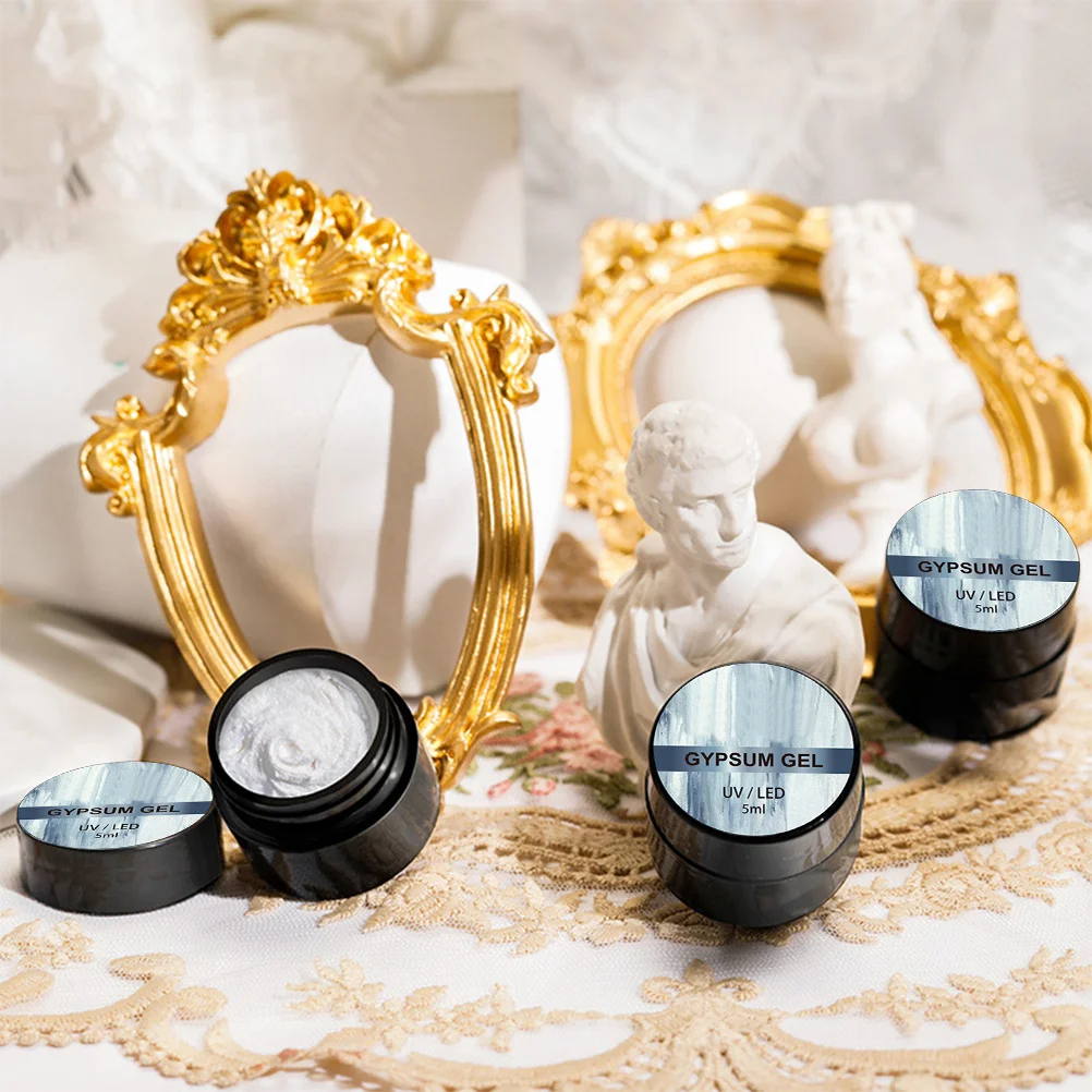 Matter Nagellack mit 3 Gläsern, 3D-Design, nicht klebendes Gipsgel für Frauen, Nagelkunst, langanhaltend, kein Decklack erforderlich