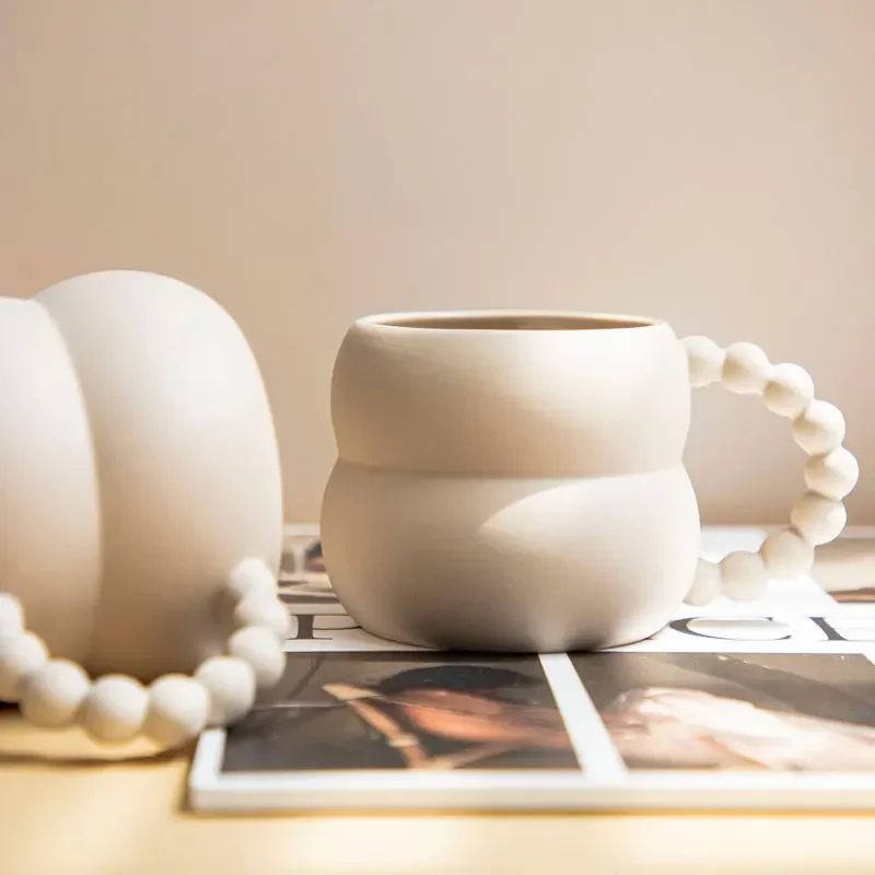250ml Creative Ceramic Bead Mug Handmade Cute Coffee Cup Nordic Home Decor Personalized Couple Mugs Gift Milk Tea Cups Drinkware