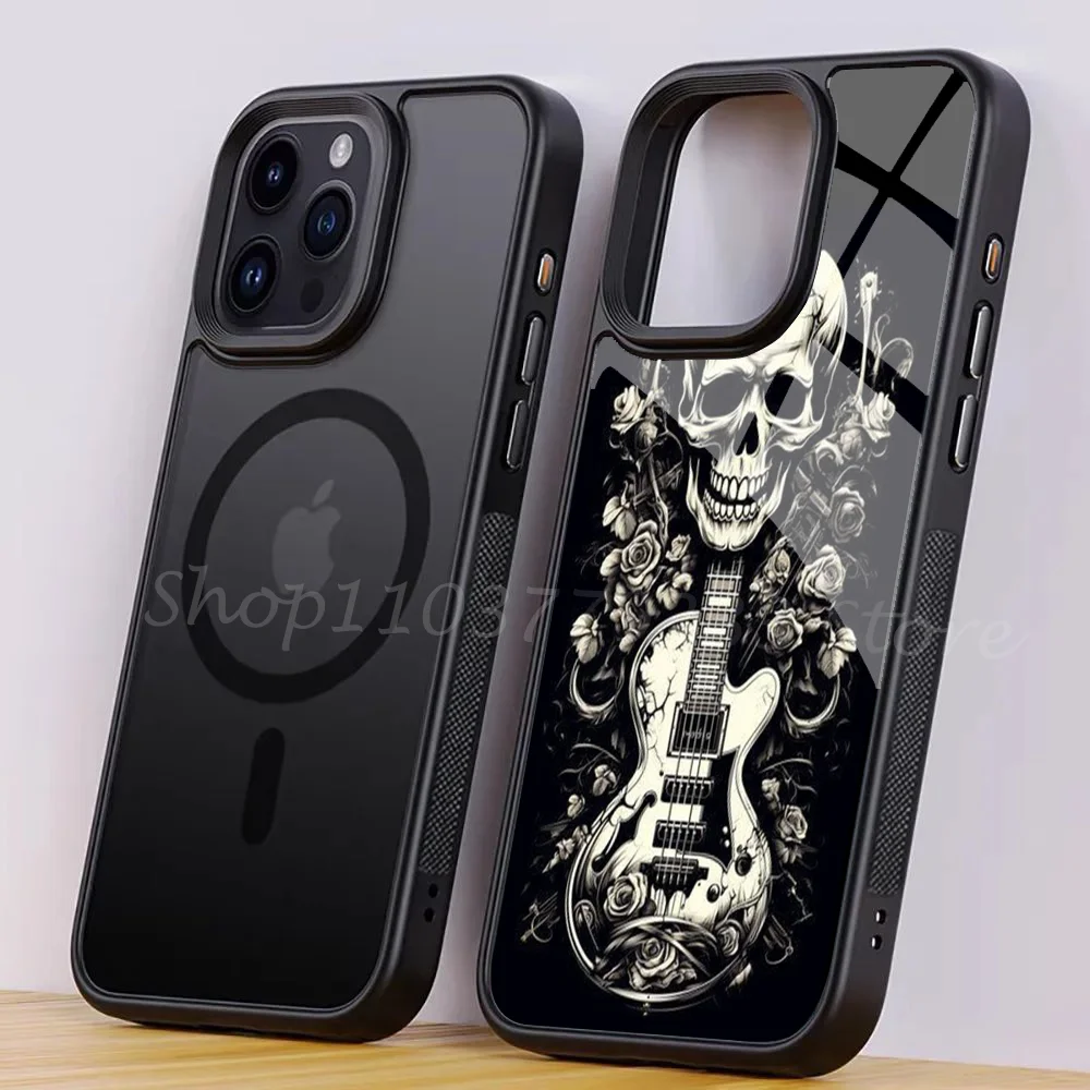 Rock Roll Skull Phone Case For IPhone 15 14 13 Pro Max 11 Mini Alex Mirror For Magsafe Wireless Charging Cover