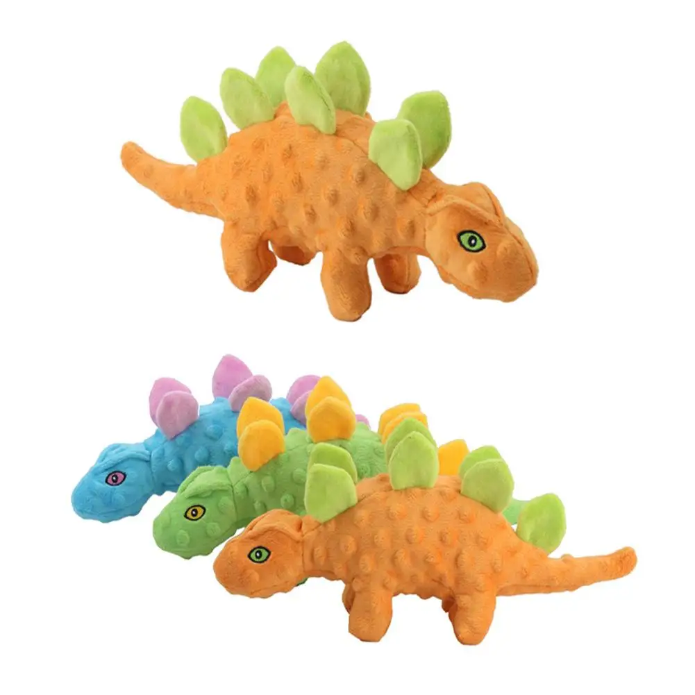 2-In-1ตุ๊กตาสัตว์เลี้ยงตุ๊กตา Stegosaurus Squeaky ของเล่นทำความสะอาดฟันกรามของเล่น Pet อุปกรณ์เสริมสำหรับบรรเทาความวิตกกังวล