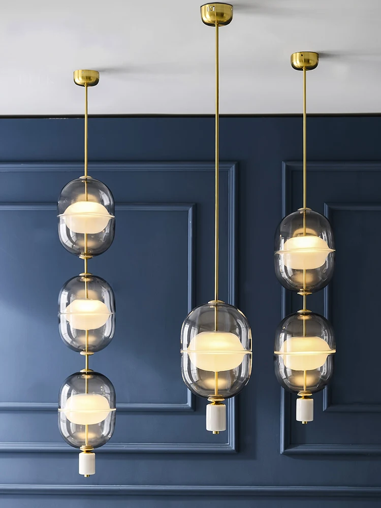 

Sleek Glass Chandelier, Modern Pendant Lighting Fixture for Home, Office, Cafe, Restaurant Interior Design