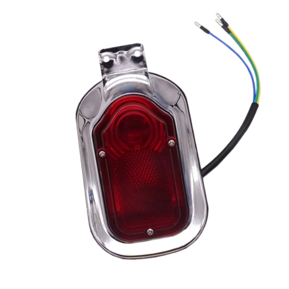 12V Motorcycle Tombstone Brake Tail Light Signal Chrome Red For Harley Choppers Cruisers