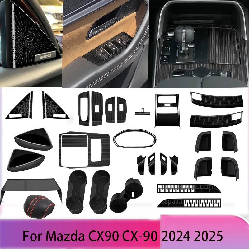 

LHD для Mazda CX-90 CX 90 cx90 2024 2025 автомобильные аксессуары, украшение, панель переключения передач, рамка, переключатель окна, крышка зеркала заднего вида