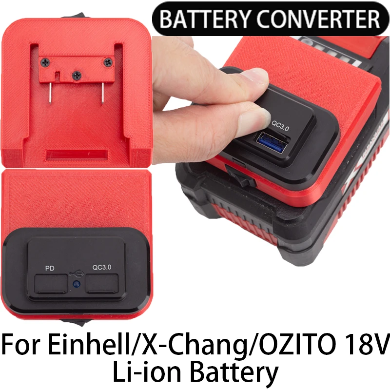 Adapter for Einhell X-Change/ OZITO 18V Li-ion battery fast charger with USB battery adapter power bank power tool accessories