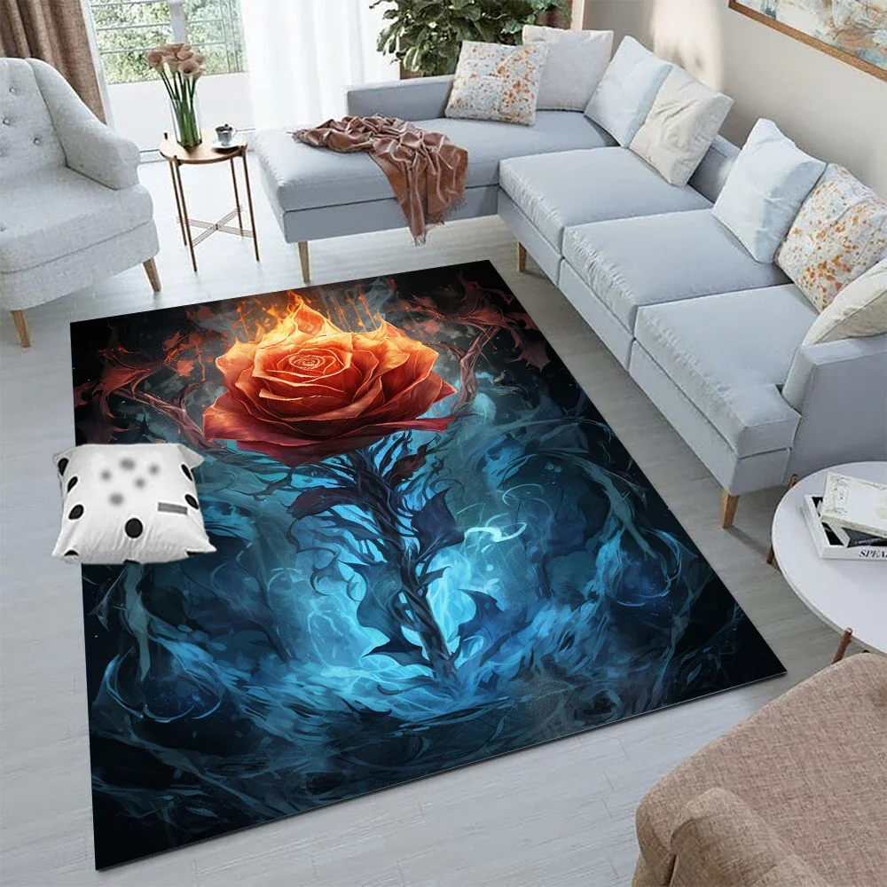 Rose flower and Peony  Print Carpets Colored s rug for Livingroom Bedroom Home Decor Non-slip Floor Mat girl gift