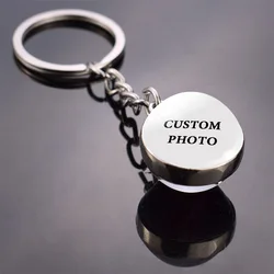 DIY Keychain Luminous Custom Logo Photo Glass Ball Keychain Personalized Keyring Anime Pet Holiday Photo Glow In The Dark Gift