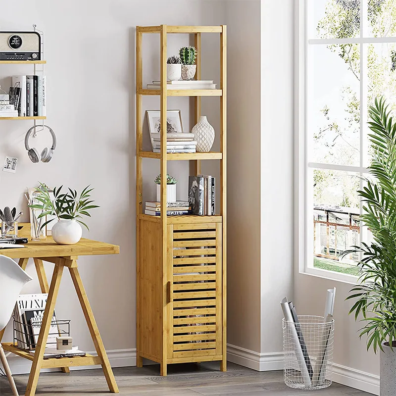 

Bamboo Bathroom Floor-to-Floor Storage Cabinet 3rd Floor Bathroom Rack Storage Household Bedroom Shelf Organizer Shelf