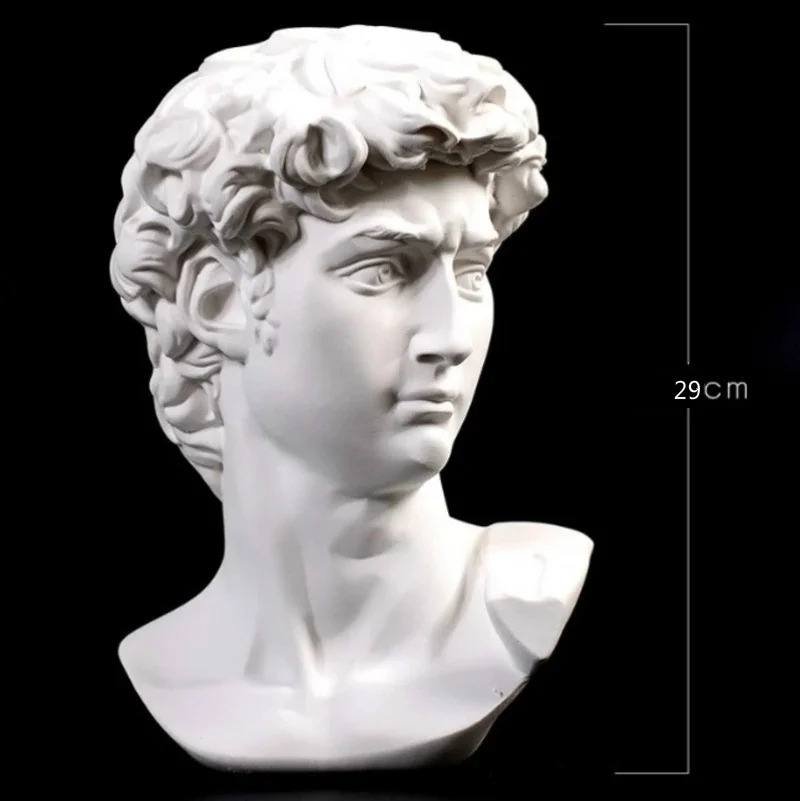 15-29cm David Head Gypsum Statue Michelangelo Sculpture Decor Craft Sketch Practice Home Decoration Resin Art Sculpture Gift