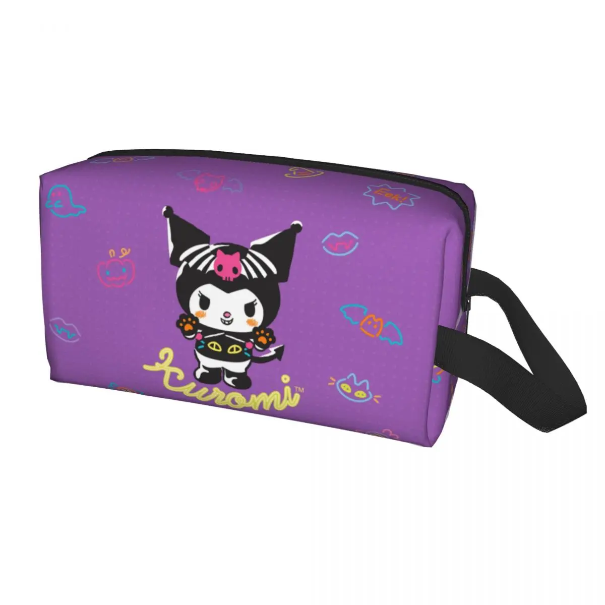 Custom Travel Cartoon Kuromi Toiletry Bag Portable Rabbit Anime Cosmetic Makeup Organizer Women Beauty Storage Dopp Kit Case Box