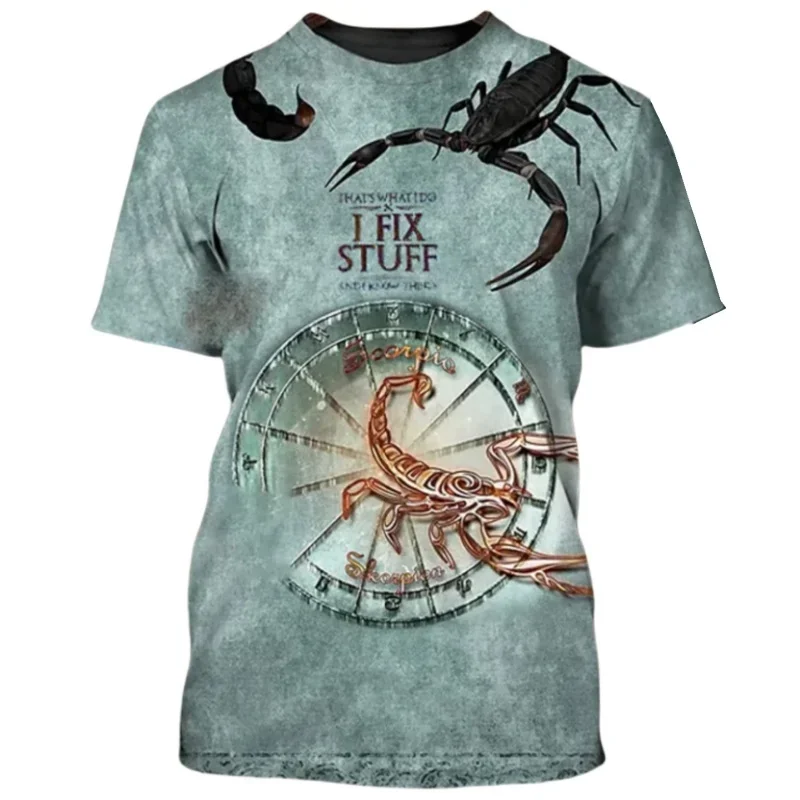 

Футболка мужская с 3D-принтом скорпиона, топ с круглым вырезом и коротким рукавом в стиле хип-хоп, уличная одежда, для спортзала, европейские размеры, на лето