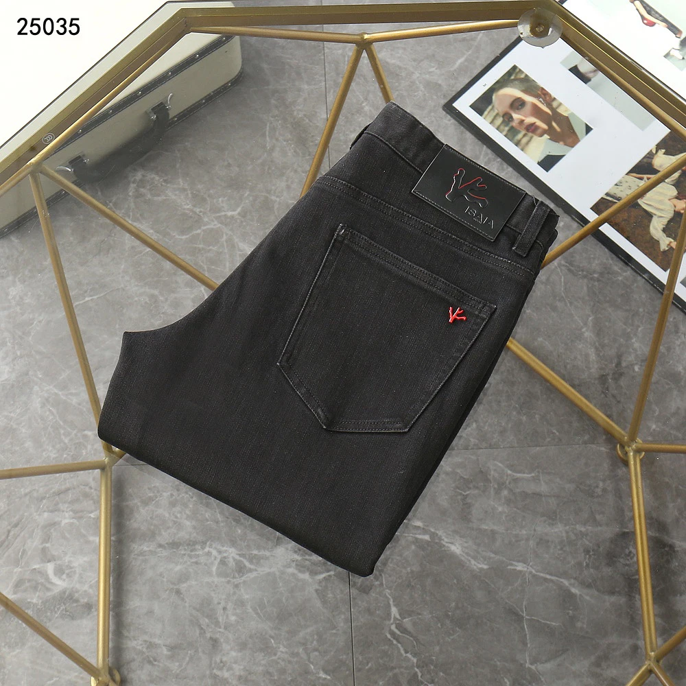 

Джинсы BLLIYOSS, тонкие хлопковые мужские новые повседневные универсальные брюки, удобные прямые брюки с лаконичной вышивкой, большие размеры 30-42