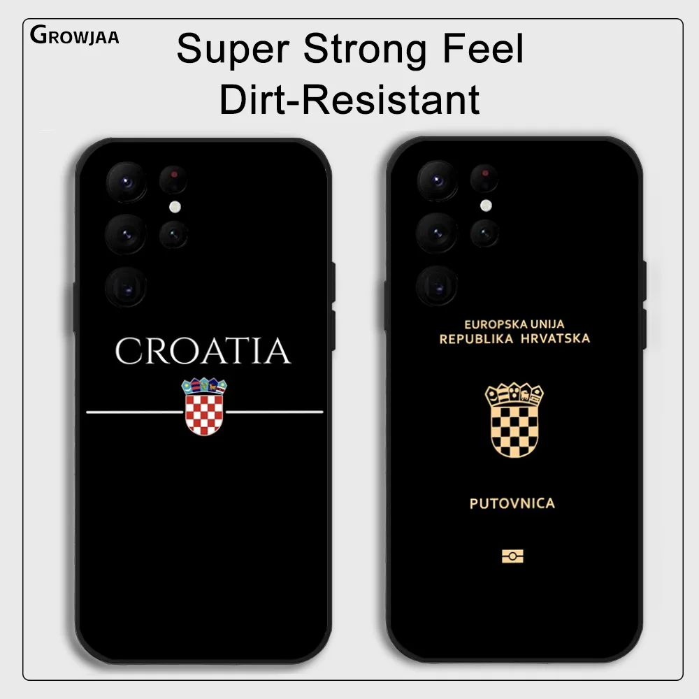 Croatia Passport Flag Phone Case for Samsung Galaxy S24 Ultra S22 S23 Ultra S21 S20 5G Protective Silicone TPU Funda